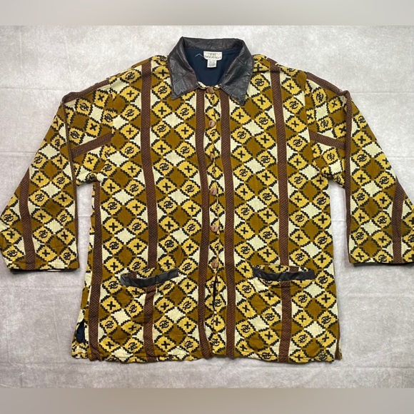 Shermarke Vintage Coat Adult One Size Gye Nyame Ghana Adrinka Symbol Collared - Picture 2 of 16